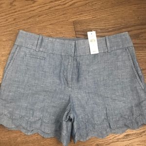 Loft chambray scalloped shorts, size 2